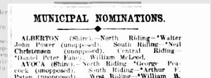 Municipal nominations